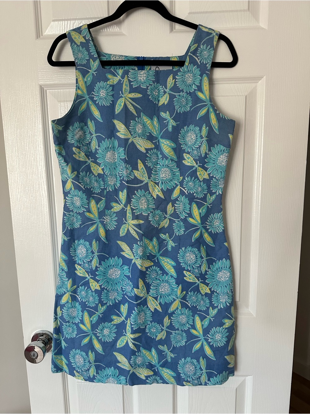 Lilly Pulitzer Blue Floral Square-Neck Mini Dress